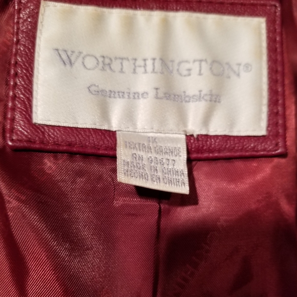 Red Lambskin Jacket by Worthington 1X - Picture 5 of 5
